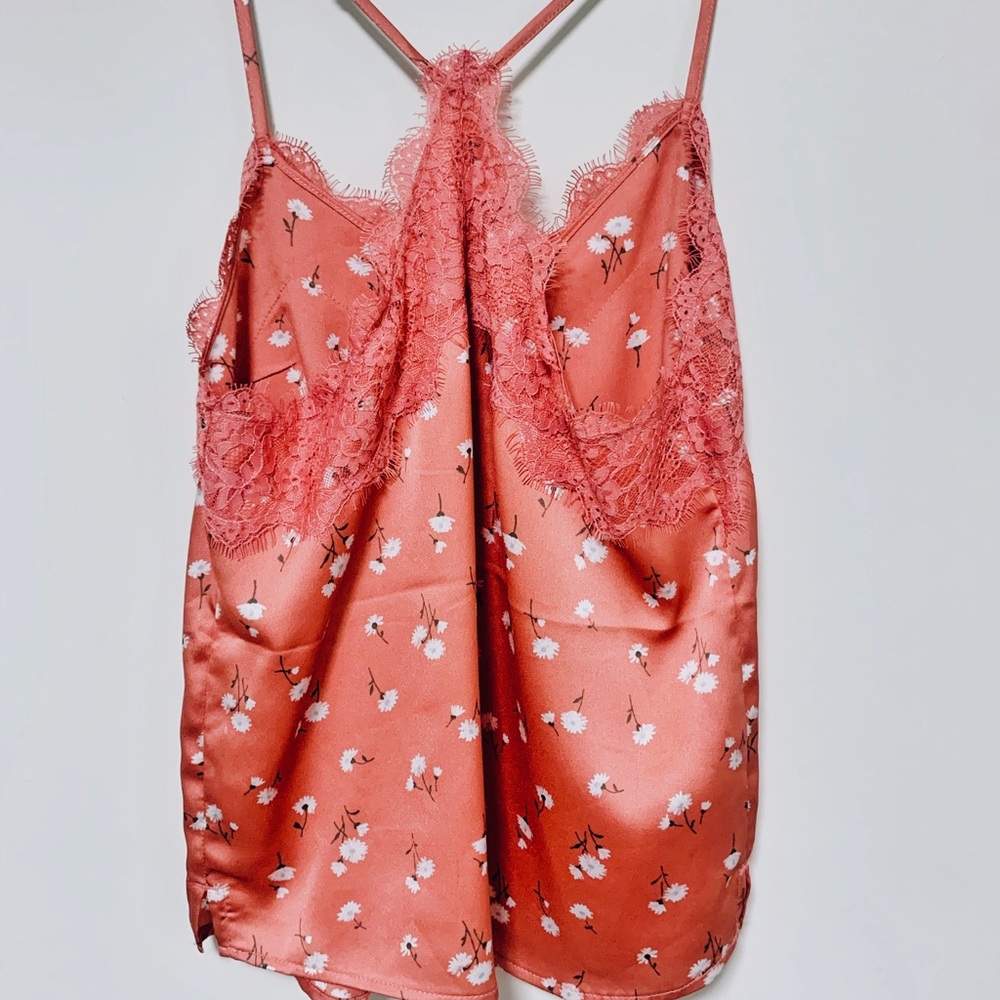 A&F Pink Floral Racerback Lace Camisole